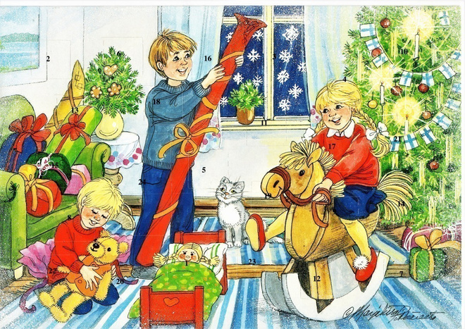 Joulukalenteri, avaamaton Marja-Liisa Pitkäranta retro