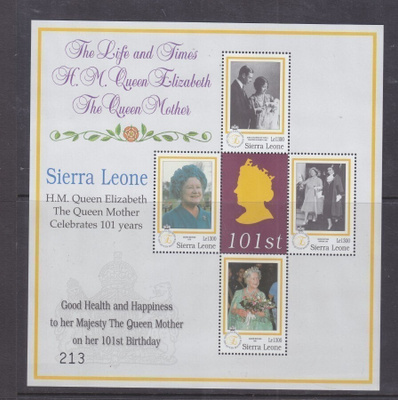 Queen Elisabet Queen mother 2001 Sierra Leone.