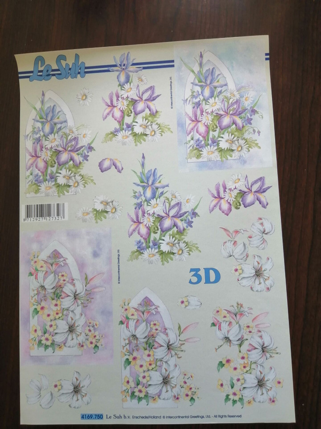 3d Korttikuva-arkki A4 liljat, ....