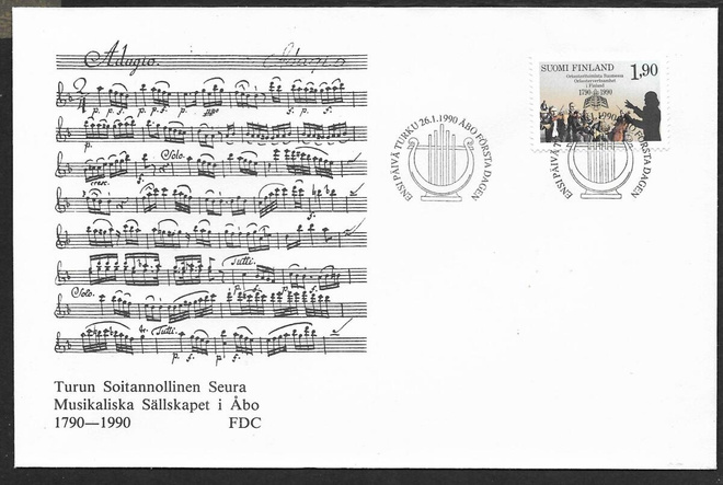 Orkesteritoiminta Suomessa 1990 FDC (LAPE 1099)
