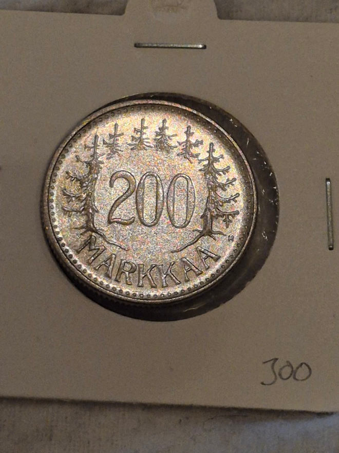 Hopearaha 200 markkaa 1956, Suomi, 8,3 g Ag500