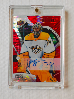 Juuse Saros - 21-22 UD Allure Red Rainbow Auto