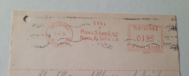 Firmaleima, Pohj.Sähkö Oy, Nord Elektrik. A.B, 2.11.34