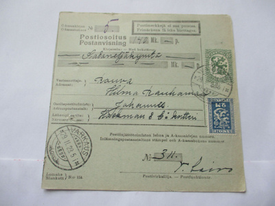 1928 Varkaus sekapostite osoituksella os Johannes