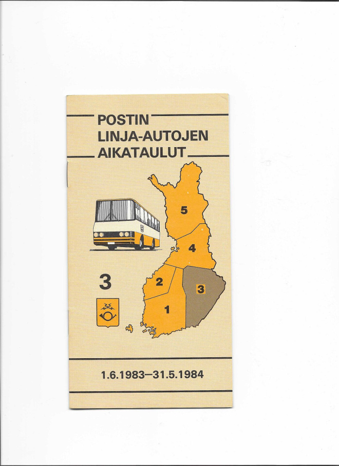 Postin linja-autojen aikataulut 3, 1983-84