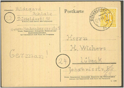 BRD Mi 20 postikortti 17.9.45