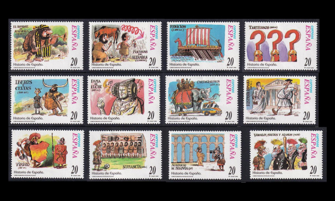 Espanja 3565-76 ** Koulupostimerkit historiaa (2000)