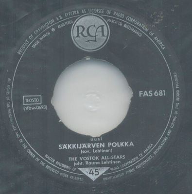 VOSTOK ALL-STARS Säkkijärven polkka / Kätketty sydän 7” 1962