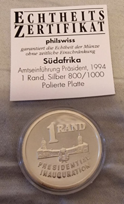 Etelä-Afrikka 1 Rand hopeaa 1994