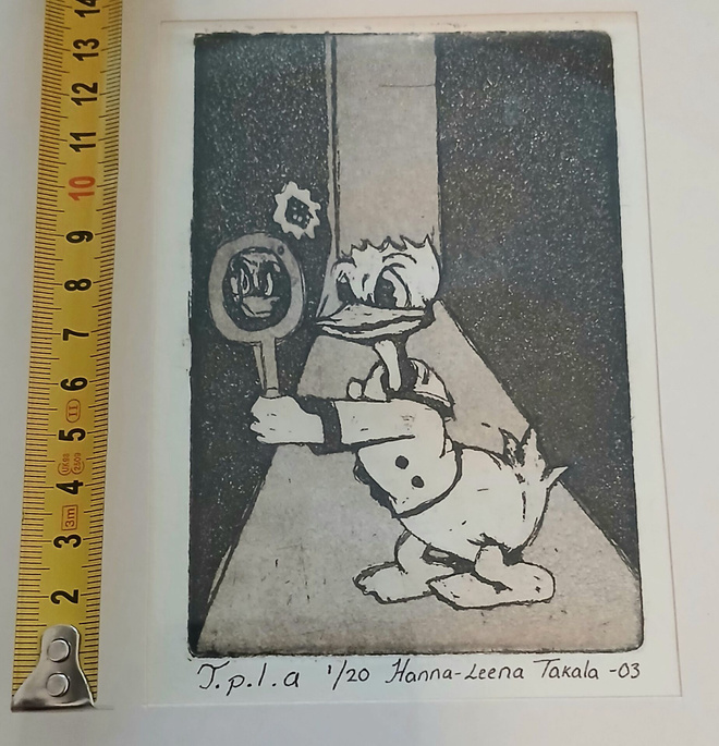 Taidegrafiikan vedos; Aku Ankka peilin edessä