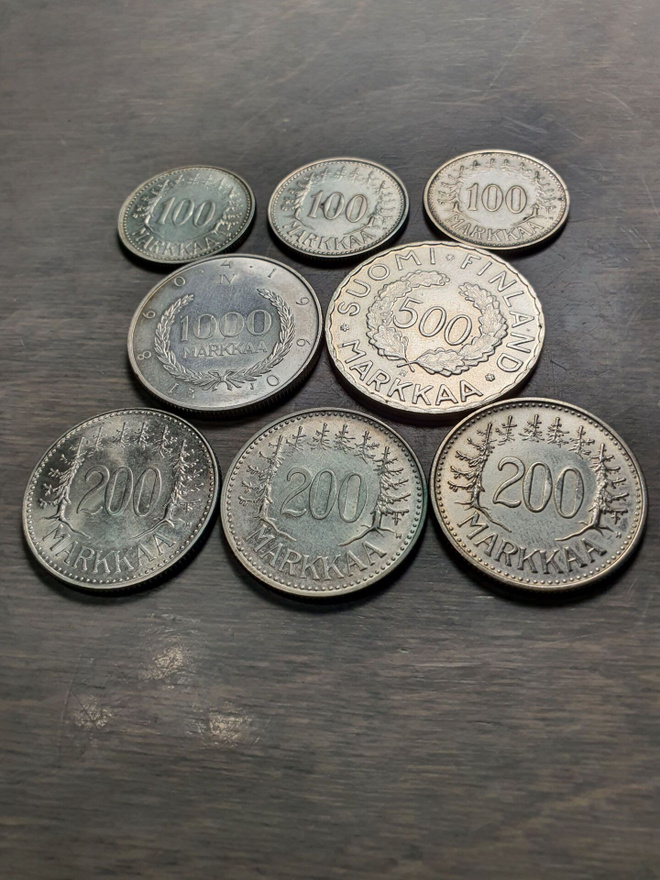 Suomalaiset kolikot, hopeaa.