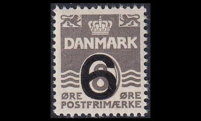 Tanska 254_I ** Aaltoviiva 6/8 öre päällepainama (1940)