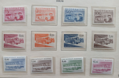 Postituoreet autopakettimerkit vuosilta1952-1958,1963,1981**