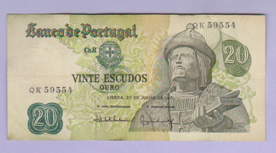 Portugali 20 Escudos v.1971 P-173