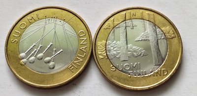 Suomi 5 eur, maakuntaraha+maakuntien rakenn. Satakunta, unc