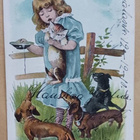 Tyttö, kissa ja mäyräkoirat, p. 1910 - pikkukuva 1
