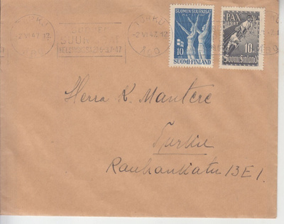FDC 1947 suurkisat ja pariisin rauhansopimus.