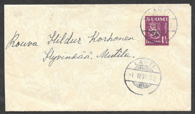 Yleismerkki 1,50mk (LAPE 152) Lahti 1.4.1931