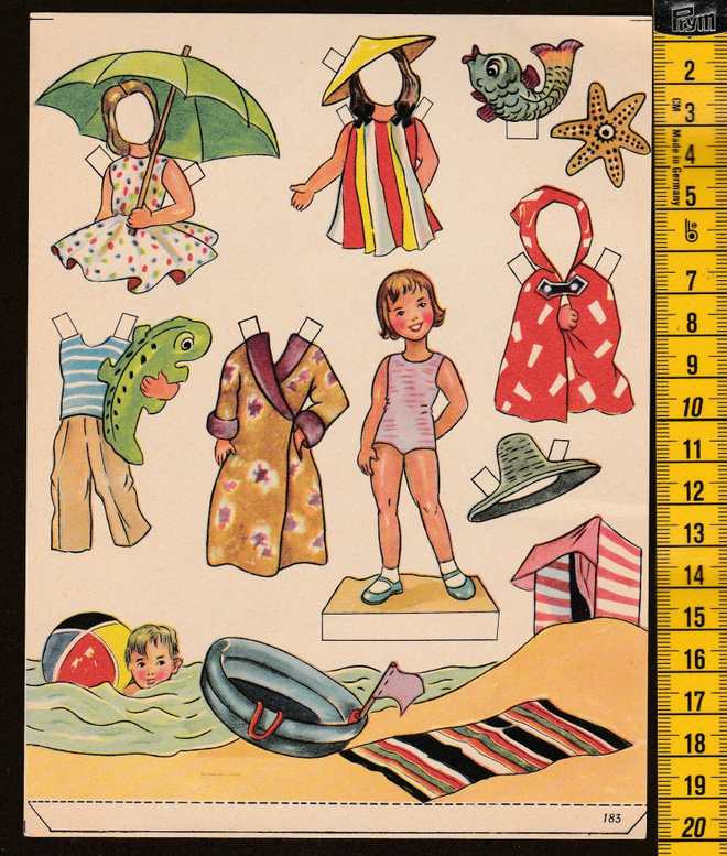 Paperinukke pienoisarkki noin 1950-luku