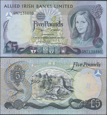 Pohjois-Irlanti Allied Irish Banks 5 Pounds 1984 (P-2c) aUNC