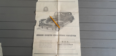 Hudson Auto Lehtimainosleike 1946