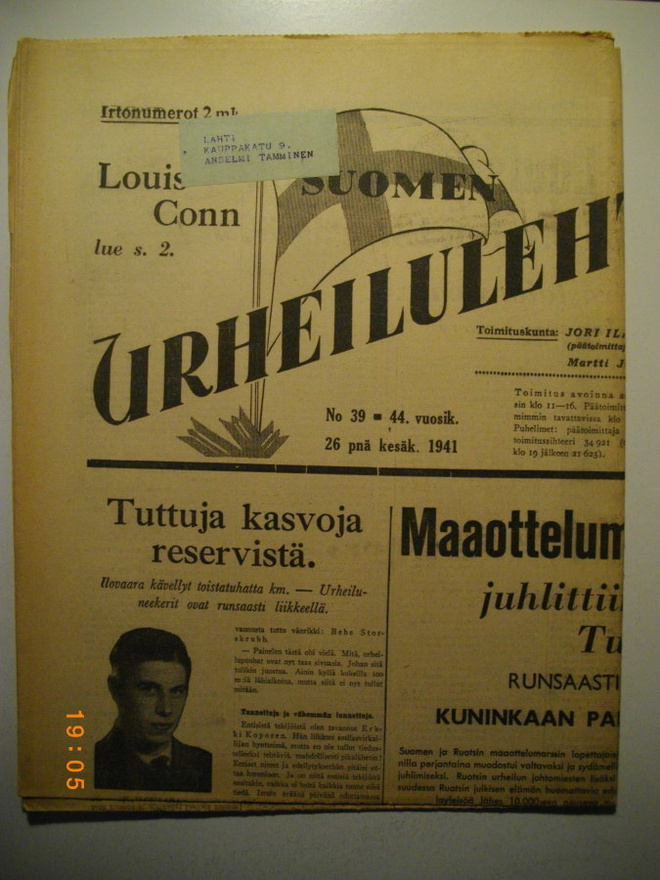Suomen Urheilulehti Nro 39/1941 (15.3)