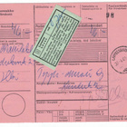 M54 1959 25 (mk) lila 3-rivilö postiennakkopaketin palautus - pikkukuva 2