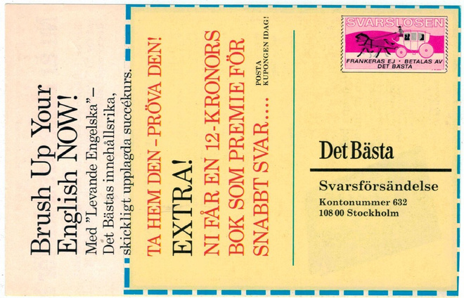 Ruotsi 1974 "Det Bästa" vastauskortti