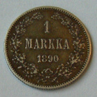 1890 1 markka Aleksanteri III kauniisti patinoitunut - pikkukuva 3