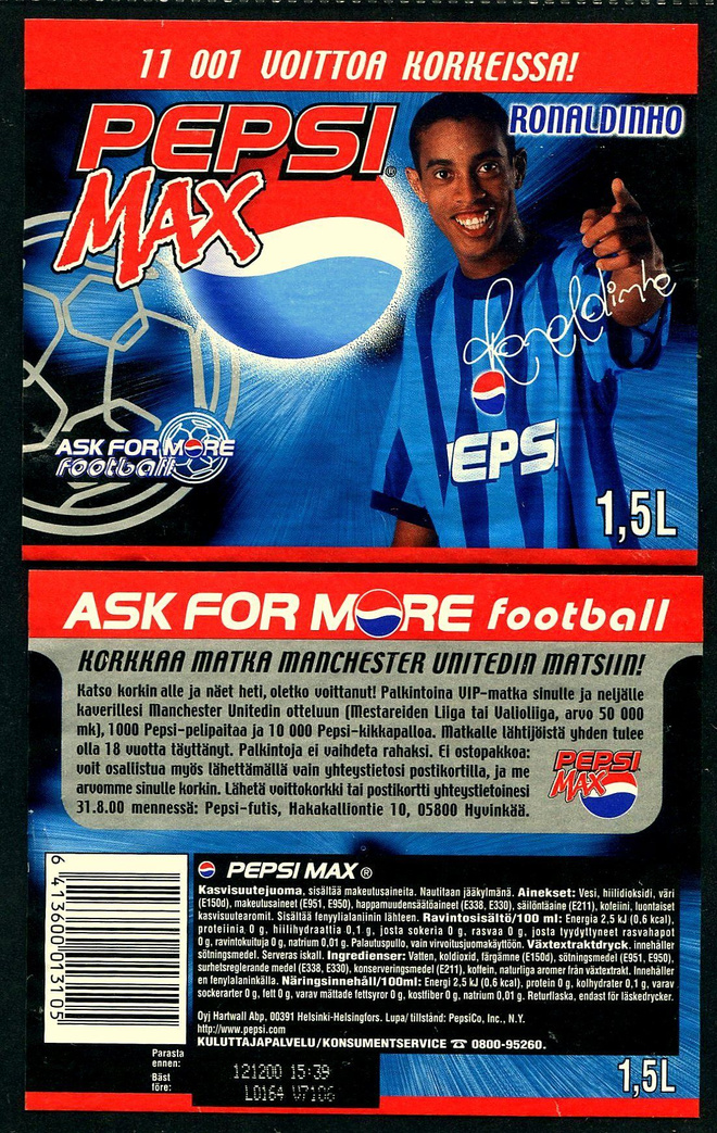 PEPSI MAX etiketti, RONAL DINHO 1.5 l