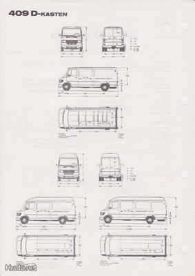 Mercedes-Benz 409 D tekniset tiedot -esite, 1983