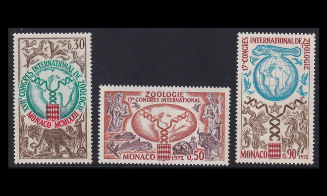Monaco 1051-3 ** Eläintieteellinen kongressi (1972)