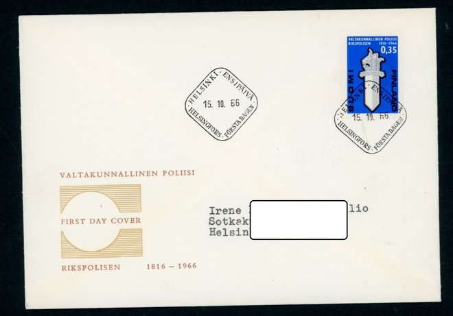 FDC 1966 Valtakunnan poliisi 150 vuotta