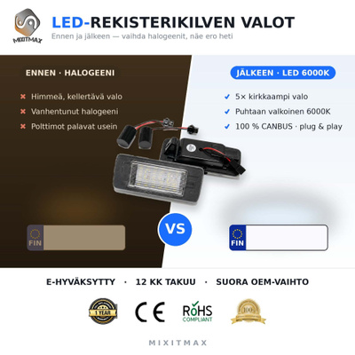 Opel Astra J / Zafira C LED rekisterikilven valot — kirkka