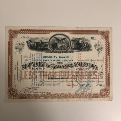 New York, Lackawanna & Western company osakekirja