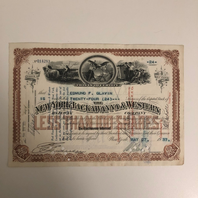 New York, Lackawanna & Western company osakekirja