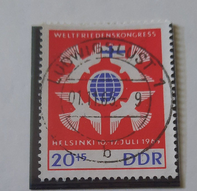DDR/Saksa, 20+5pf?Helsinki Maailmanrauhan kongressi 1965