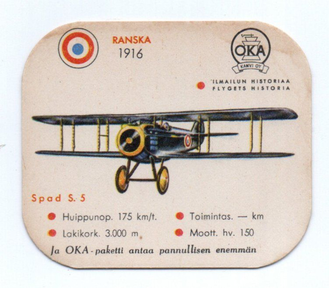 Kahvilappu OKA SPAD S. 5 Ranska 1916