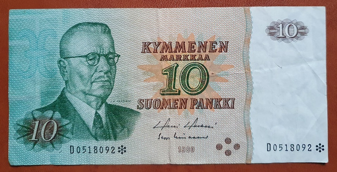 10 mk 1980 Paasikivi D...* (tähtiseteli)