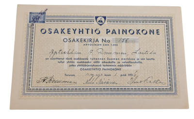 Osakeyhtiö painokone 1000 Markkaa 1936, IKL