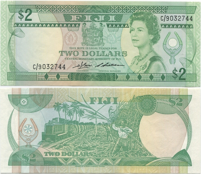 Fiji Fidzi 2 Dollars 1983 (P-82) aUNC QEII