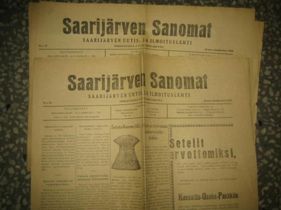 Sanomalehti: Saarijärven Sanomat 2 kpl