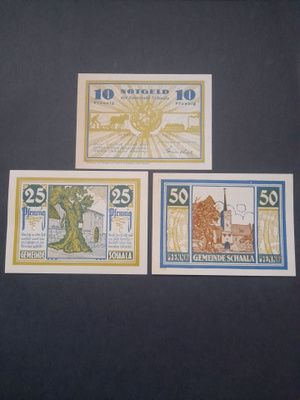 Notgeld Gemeinde Schaala 1921, 3kpl