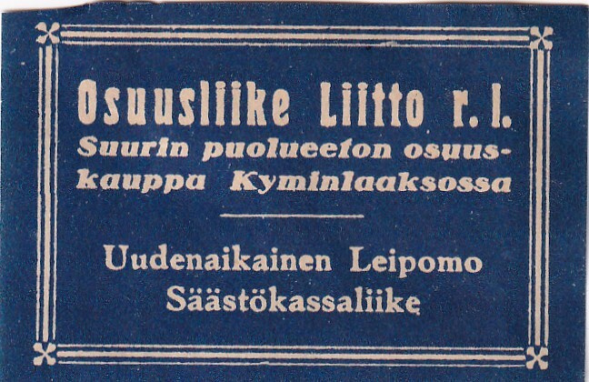 Osuusliike Liitto r.l. Kyminlaaksossa  . s55