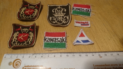 Kangasmerkit 7 kpl eri aiheita esim Kawasaki