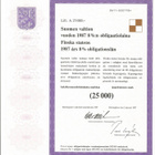 SUOMEN VALTION v. 1987 8% OBLIGAATIOLAINA 25000 mk - pikkukuva 1