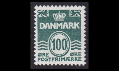 Tanska 718 ** Aaltoviiva 100 öre vihreä (1981)