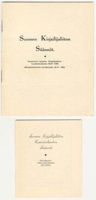 Suomen kirjailijaliiton säännöt 1934 ja 1936
