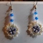 Sinivalkoinen korvakoru - Blue and white earring - pikkukuva 2