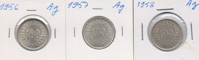 1965, -57 ja -58 100 markkaa